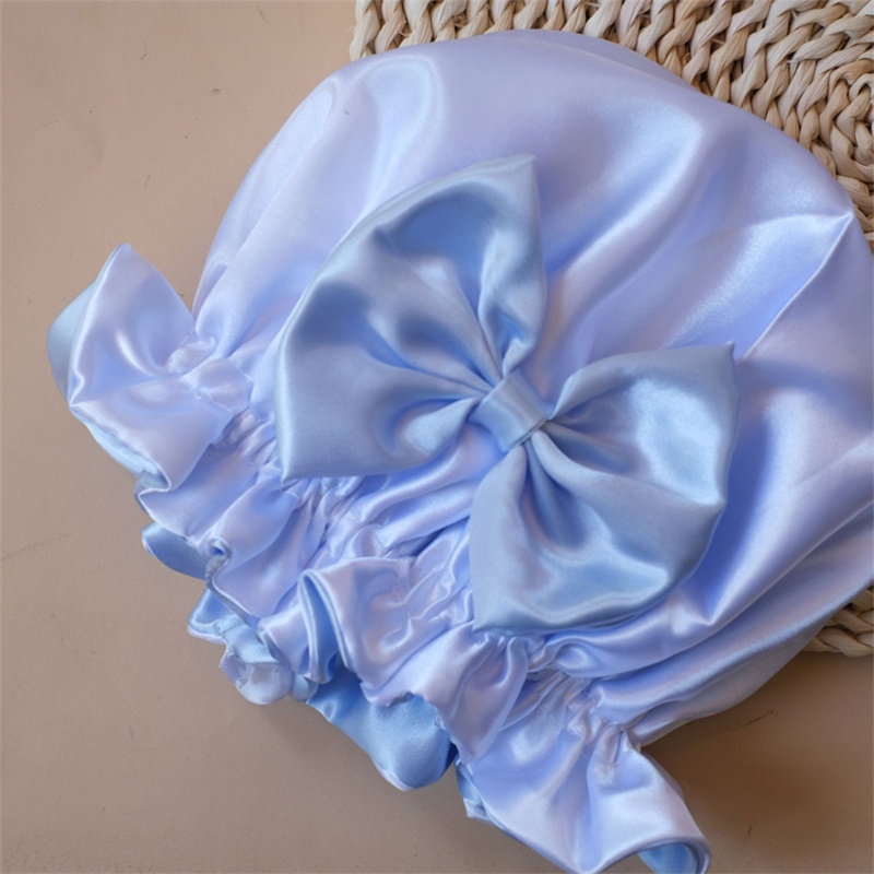 Mũ Trùm Đầu Co Giãn Đính Nơ Họa Tiết Hoa Nở Cho Bé