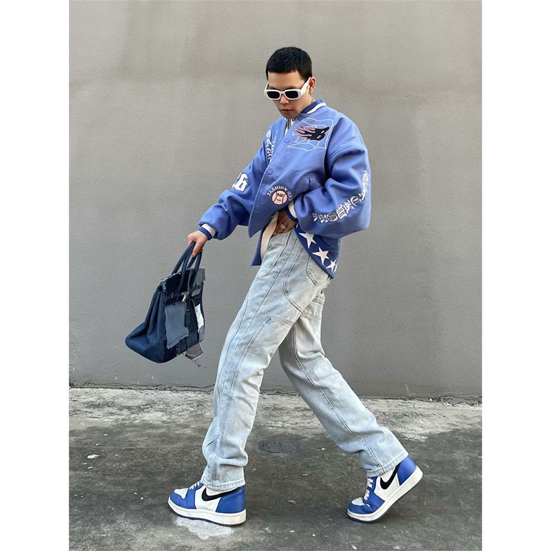 Quần Jean Dài Dáng Rộng Phong Cách Âu Mỹ Thời Trang Cá Tính Cho Nam