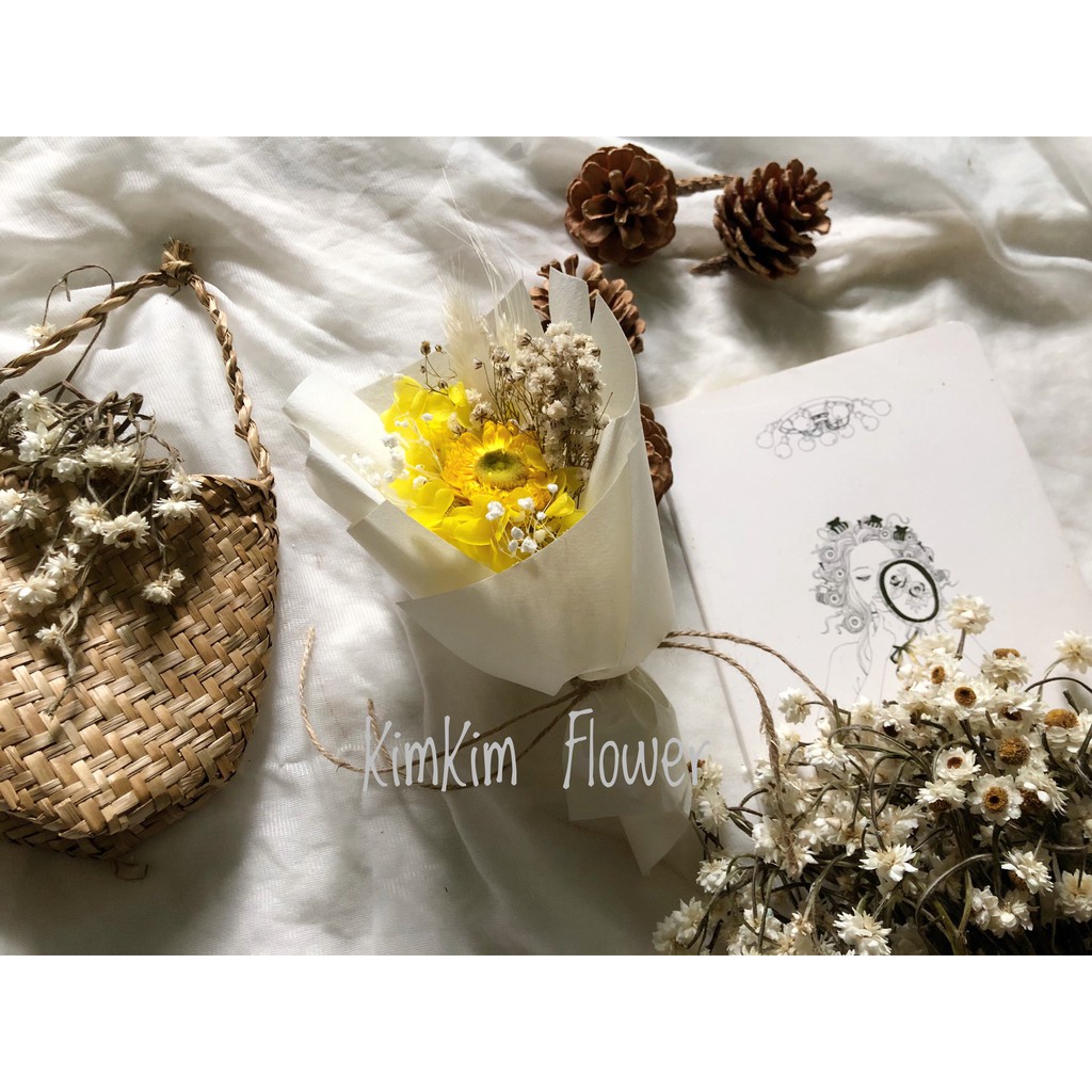 Bó hoa khô mini, hoa khô decor chụp hình , quà tặng