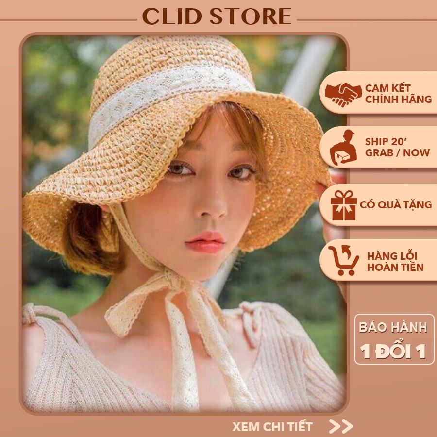 [ẢNH THẬT] Mũ cói đi biển - Mũ cói mềm quai ren vintage ( mẹ và bé)