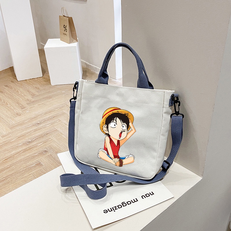 Túi Vải canvas Đeo Chéo In Hình one piece Thời Trang