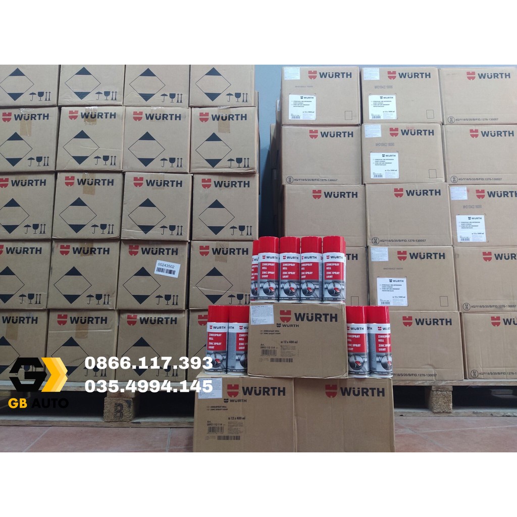 Chai Xịt Mã Kẽm Ống Bô Wurth 400ml