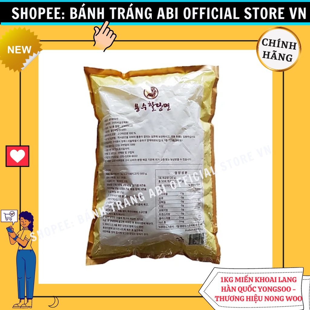 [GÓI ĐẠI 1000G] MIẾN KHOAI LANG CHUẨN HÀN QUỐC NONGWOO GÓI LỚN 1KG dùng để nấu-xào-trộn lẩu