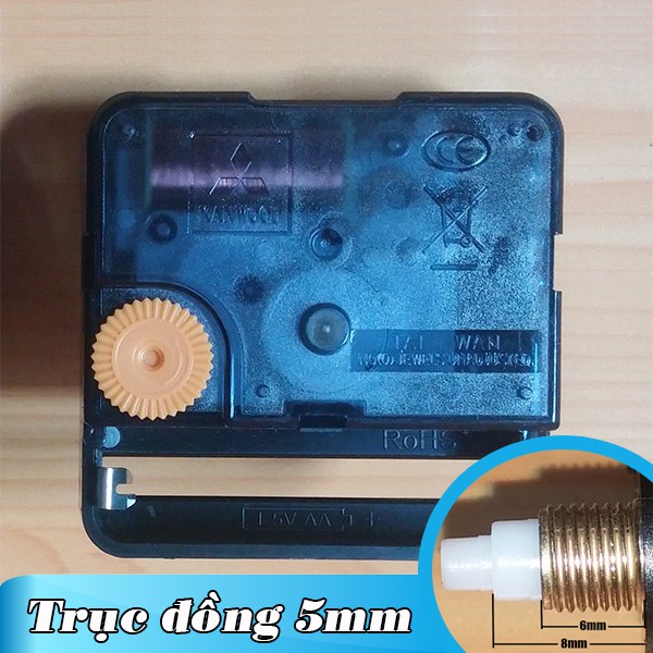 Kim trôi - Bộ kim đen thẳng 8cm và Máy đồng hồ treo tường loại tốt - Trục 5mm