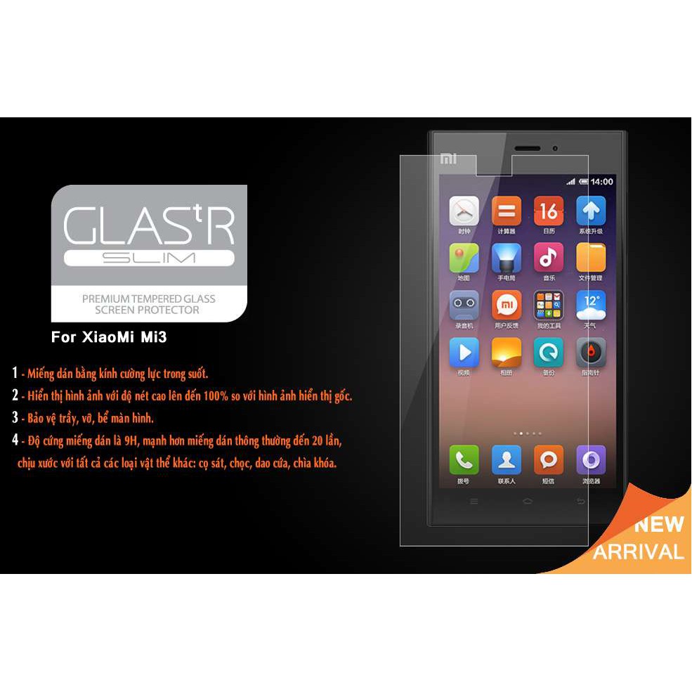 Dán kính cường lực cho xiaomi Mi3