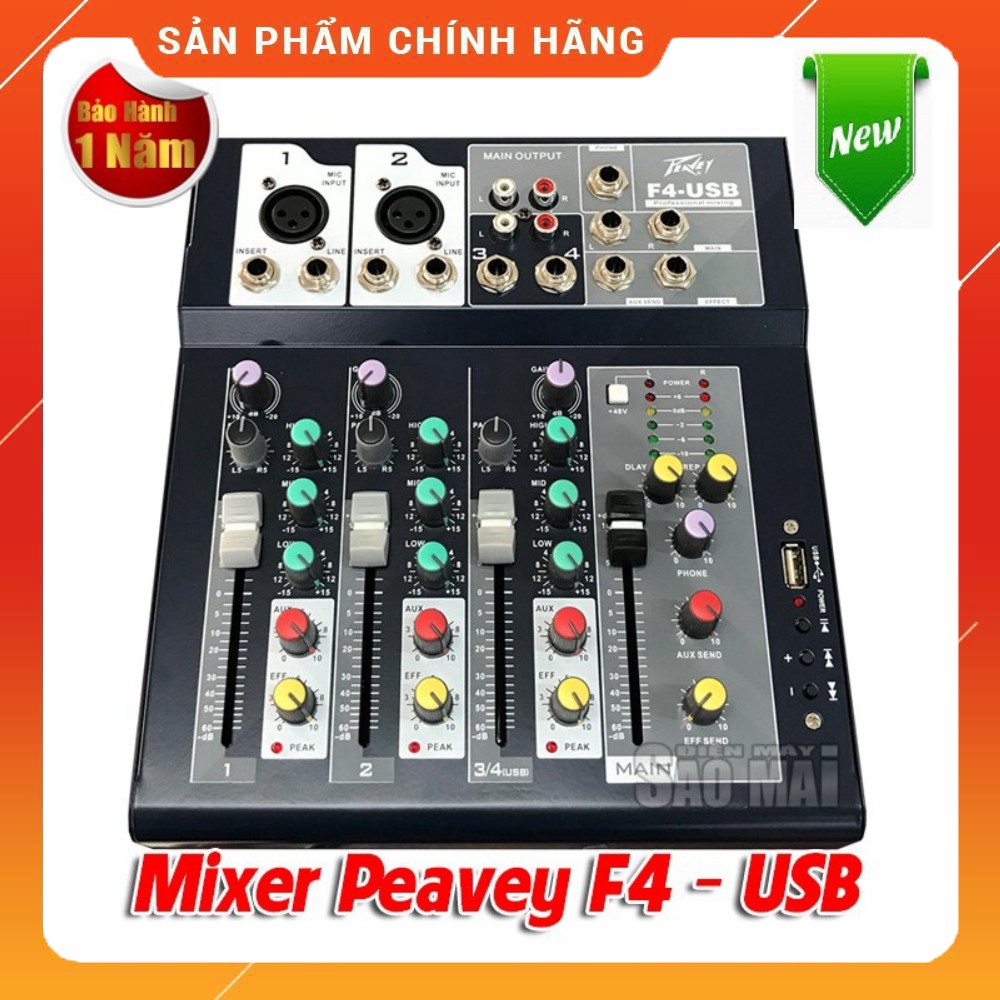 [KHUYẾN MÃI 10%] Mixer bàn mini PEAVEY F4 USB - mẫu mới có Bluetooth - hàng chất lượng, giá tốt nhất TQ