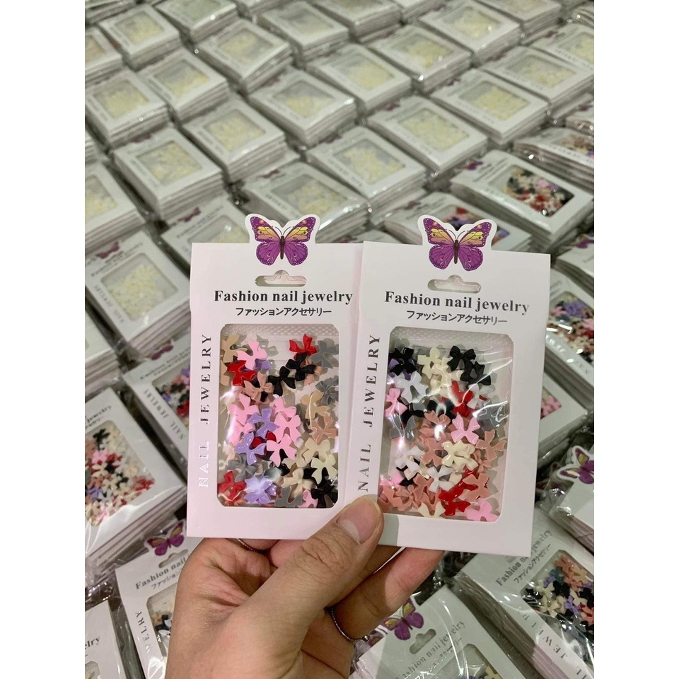 Set nơ 2 cánh nhiều màu trang trí đính móng nail - manh219