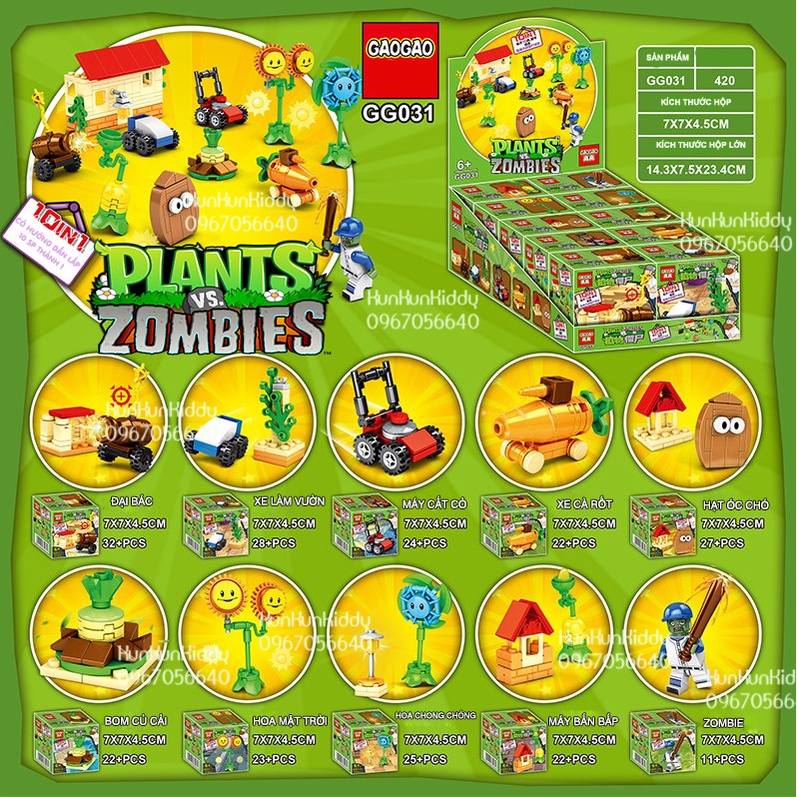 Đồ chơi lắp ghép mô hình Hoa Quả Nổi Giận PLANT vs ZOMBIE