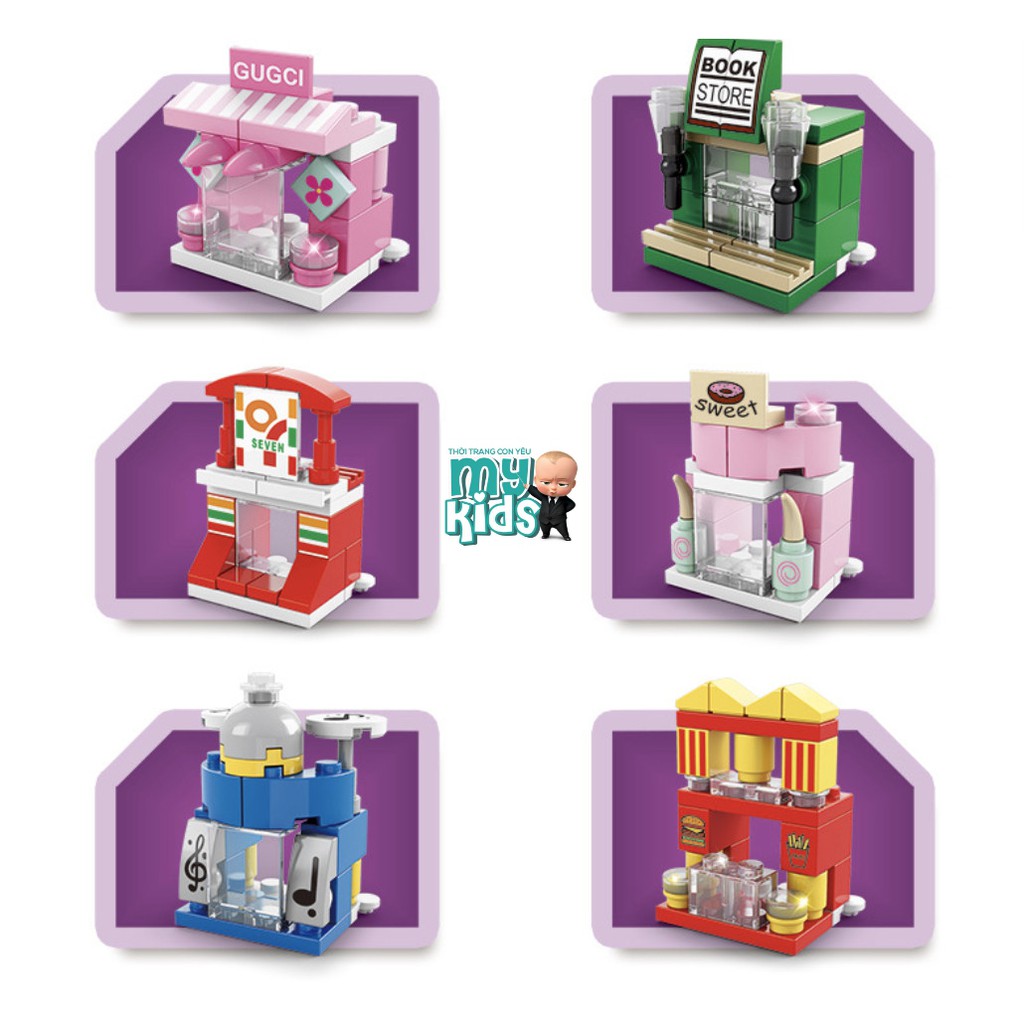 Bộ đồ chơi mô hình lắp ráp KIỂU LEGO CỬA HÀNG TIỆN LỢI BÉ GÁI 6 IN 1 (137 Chi tiết) (6 KIỂU LẮP TRONG 1 HỘP SẢN PHẨM)