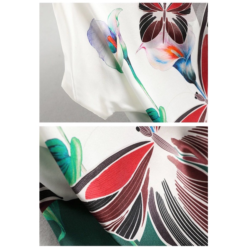 Short-sleeved T-shirt women's summer middle-aged mother's ice silk print large size top