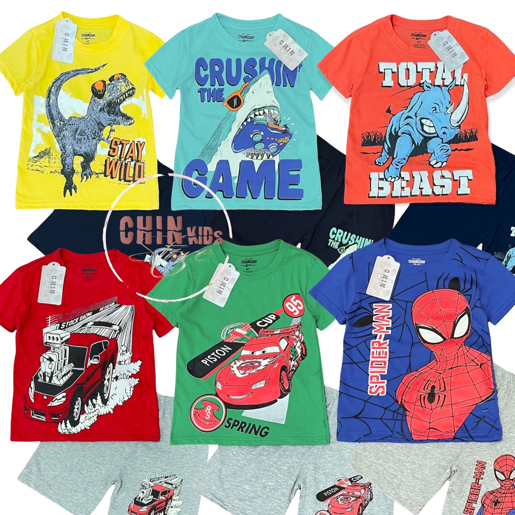 Bộ quần áo cộc tay cotton 100% xuất dư bé trai size đại VNXK
