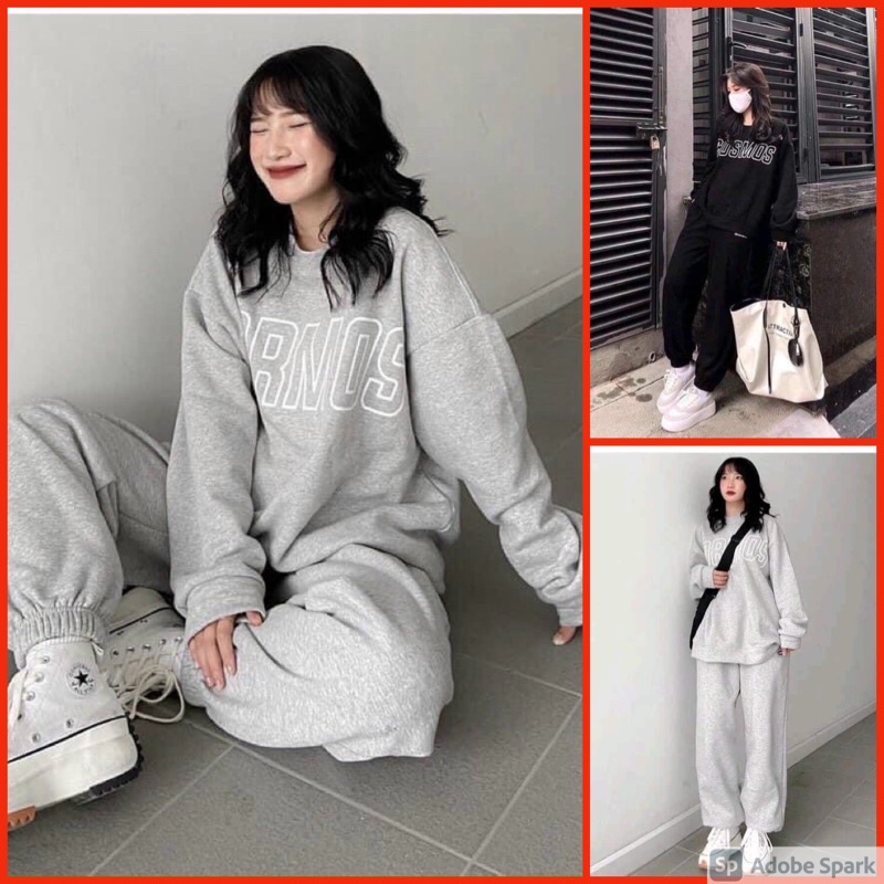 Set Nỉ Cosmos  Unisex [FREESHIP]  Bộ đồ quần ống boom áo dài tay hoodie form rộng nam nữ Ulzzang