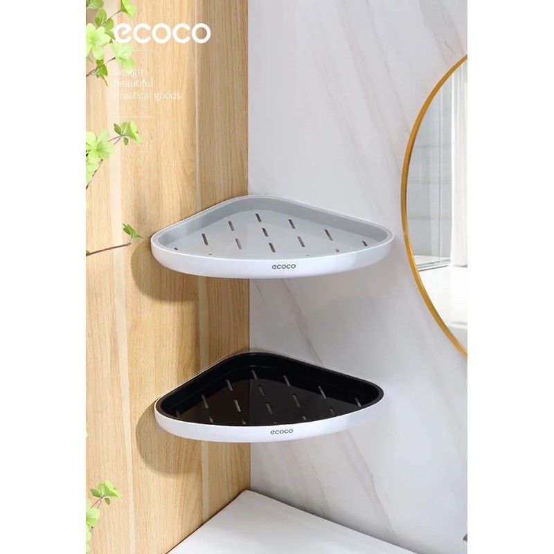 Kệ góc nhựa dán tường ecoco, giá để đồ nhà tắm nhà bếp không cần khoan vít