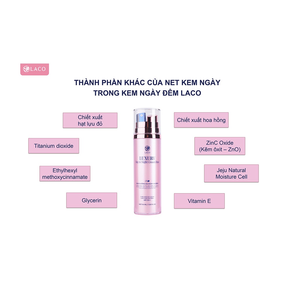 Kem ngày đêm Laco Luxury 54ml phiên bản mới tác dụng dưỡng ẩm dưỡng trắng, chống nắng