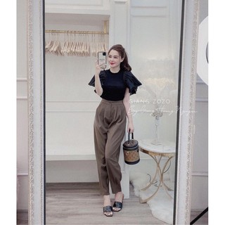 Quần Baggy nữ dáng Hàn đẹp - khóa chân - xếp ly