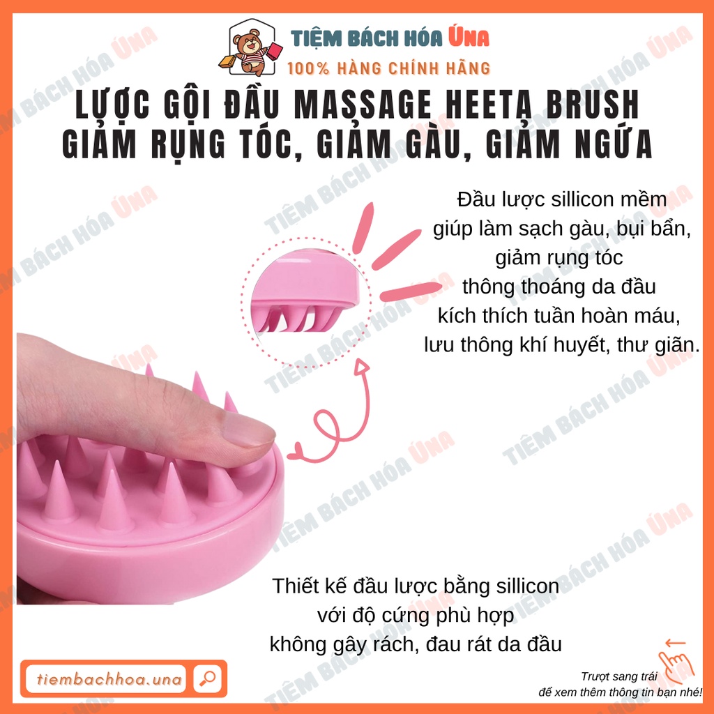 Lược gội đầu massage HEETA giảm rụng tóc, giảm gàu, giảm ngứa bản thường hàng Mỹ