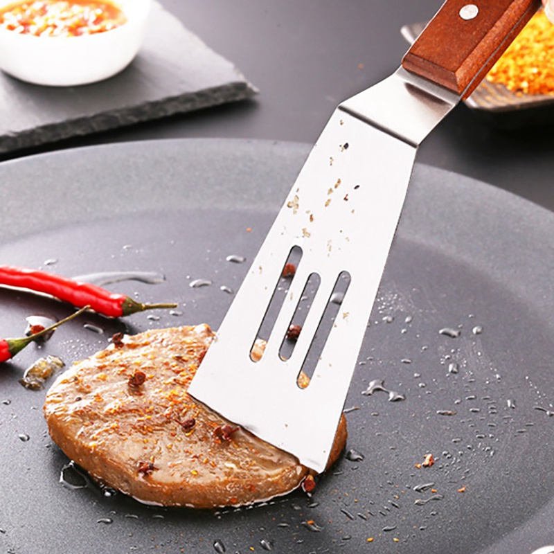 Bộ 2 Dụng Cụ Nấu Ăn Bằng Thép Không Gỉ Với Tay Cầm Gỗ Tiện Dụng Cho Nhà Bếp
