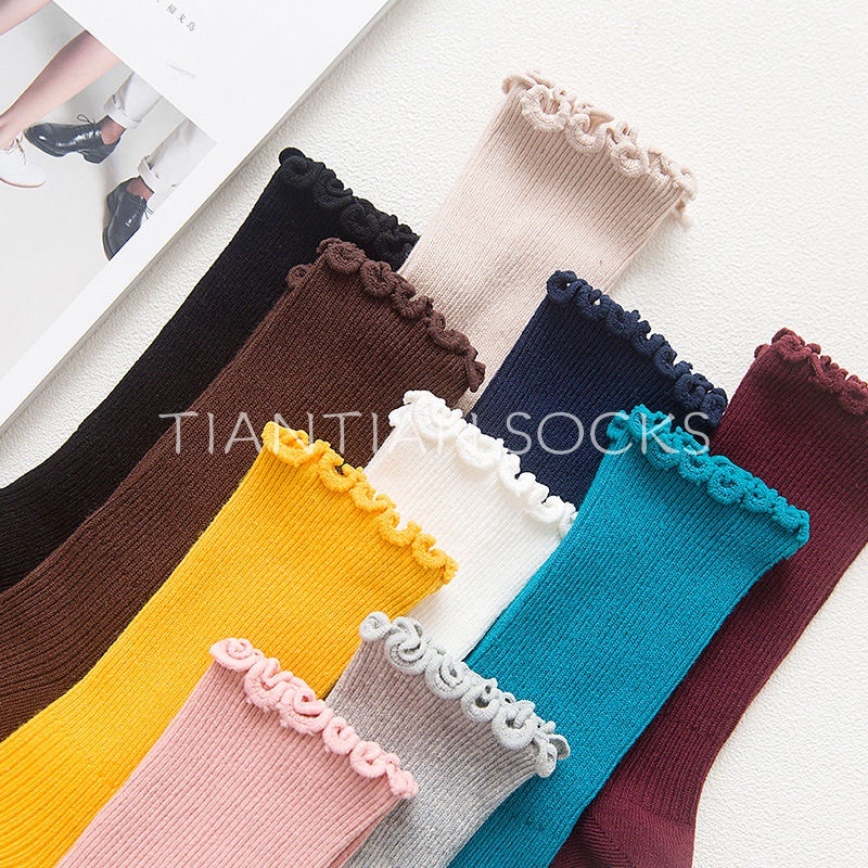 TIANTIAN T066 Sản phẩm cao cấp Tất nữ cổ cao Vớ ren ống dài vừa dáng rộng phong cách Nhật Bản chất lượng cao dành cho nữ