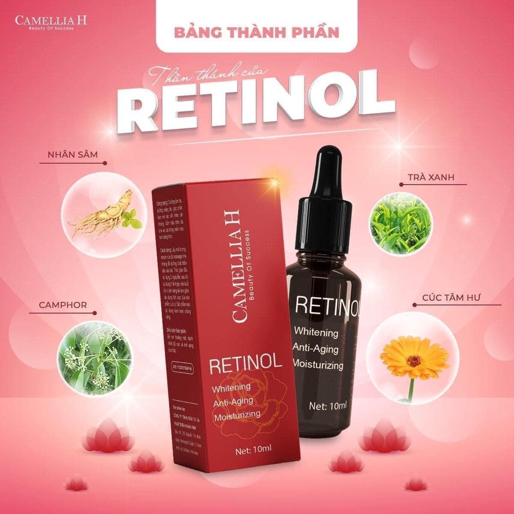 Tinh chất tái dạo da Retinol chính hãng CamelliaH - Siêu phẩm dưỡng da, ngăn chặn dấu hiệu của sự lão hóa