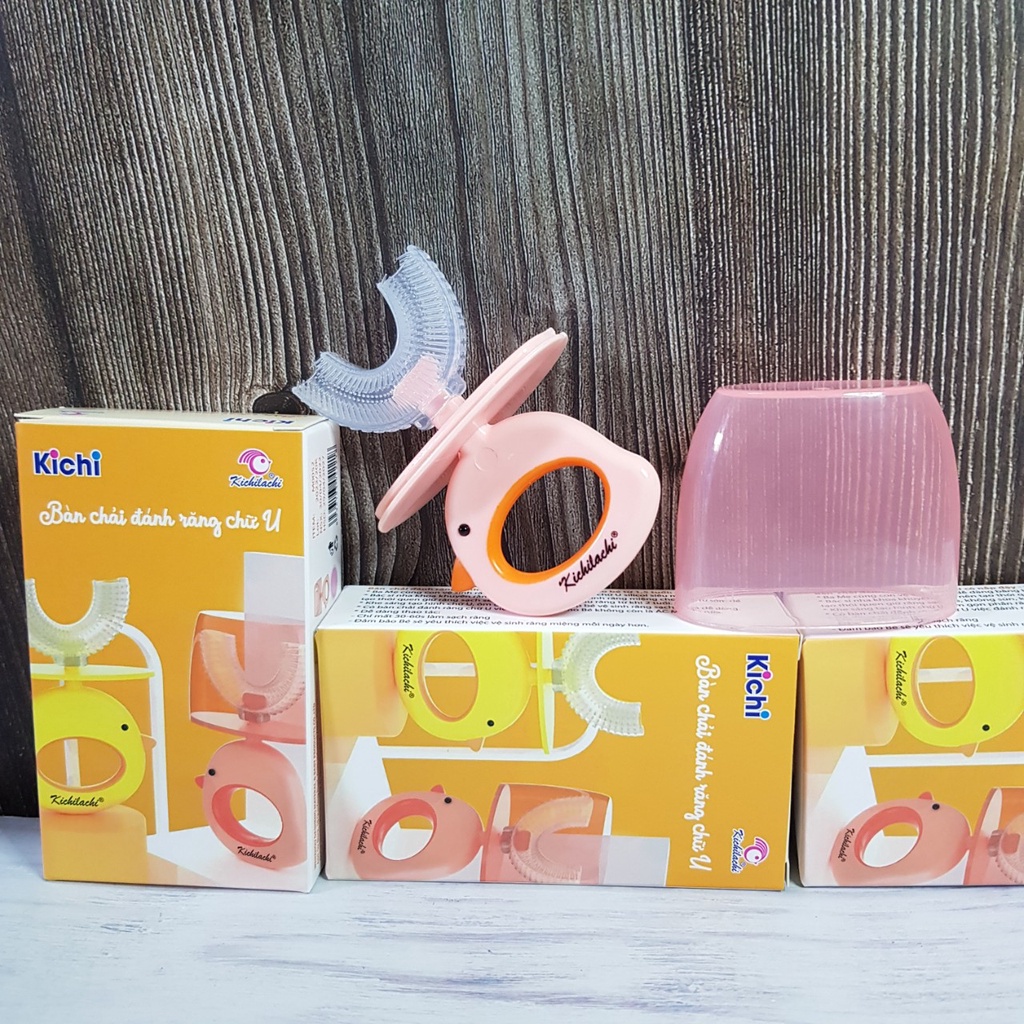 Bàn chải chữ U Kichilachi hình vịt đáng yêu cho bé 2-6 tuổi