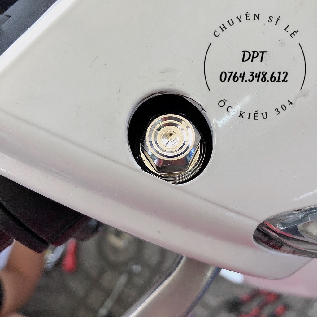 Ốc chân kiếng mẫu THÁI V2 10li10 Inox 304 gắn cho các dòng xe Honda-Yamaha
