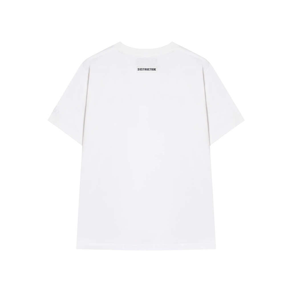 Áo thun local brand Destruction in hoạ tiết logo đơn giản màu trắng đen, cổ tròn, cotton