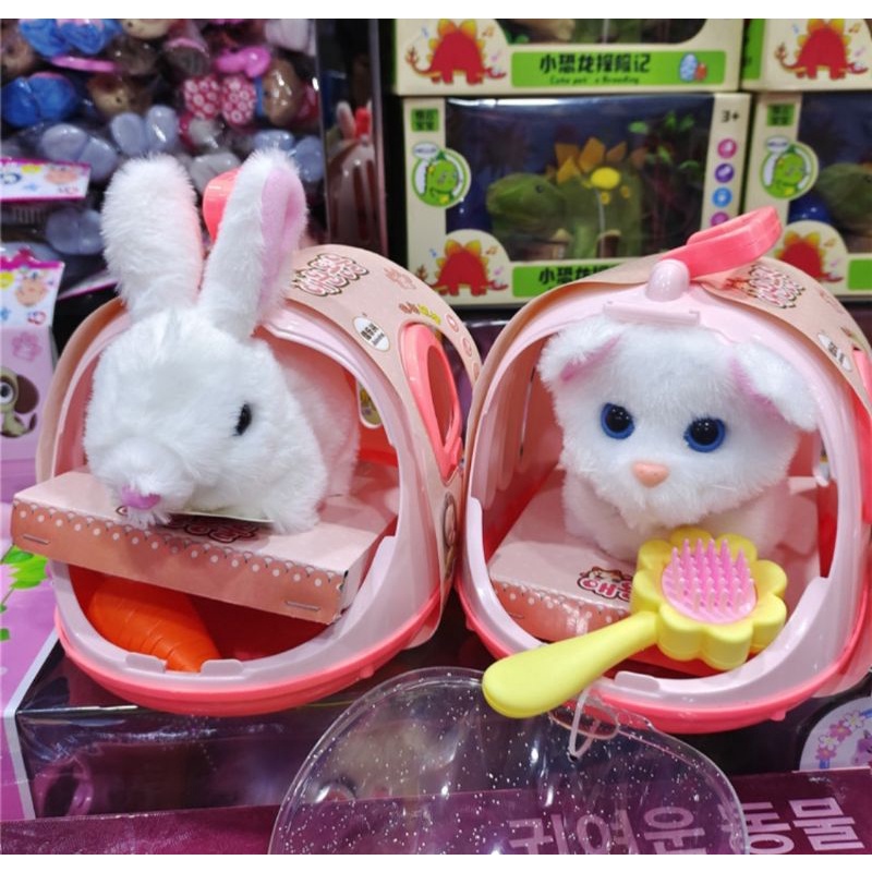 ĐỒ CHƠI NHÀ (LỒNG) KÈM THÚ CƯNG NHỒI BÔNG BIẾT ĐI, VẪY ĐUÔI LOẠI ĐẸP, CÓ CÚN, THỎ,HEO...NHIỀU MẦU ĐỂ LỰA Ạ