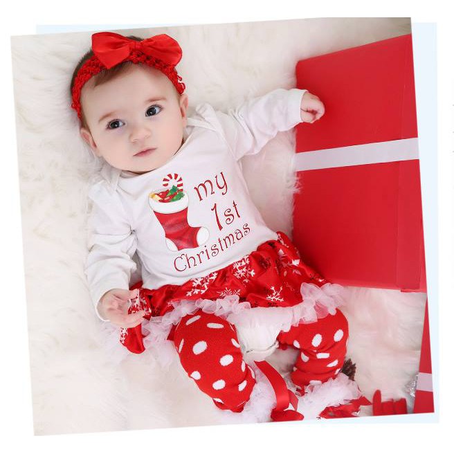 Set bộ NOel 4 chi tiết cho bé gái 3-13kg - CÓ ẢNH THẬT -Bé Xinh Shop