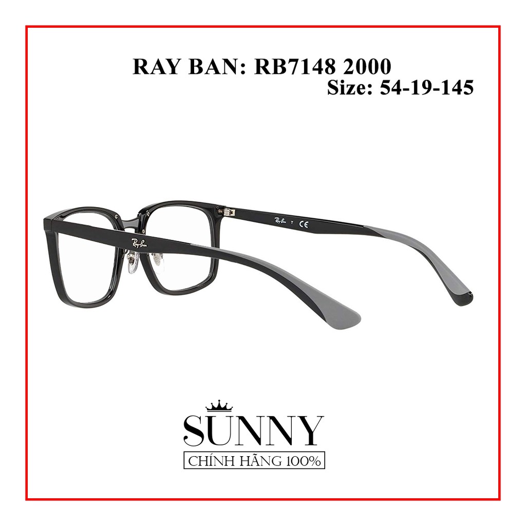 Gọng kính thời trang Rayban RB7148 2000 chính hãng, thiết kế dễ đeo bảo vệ mắt