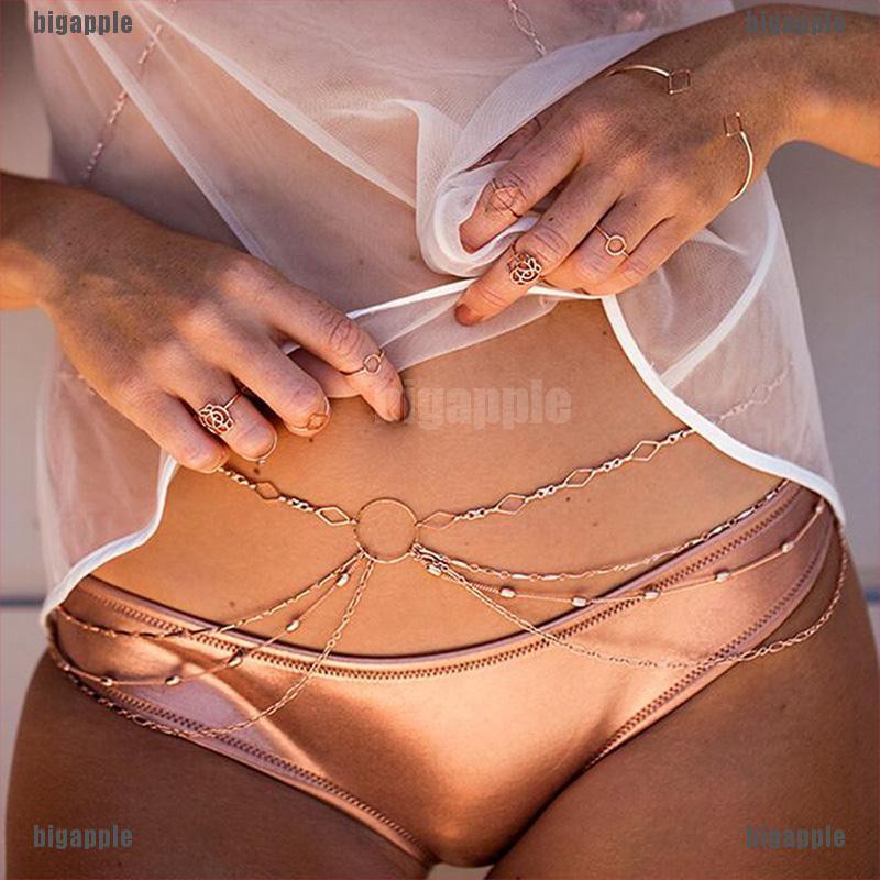 [bigapple]Women Belly Body Chains Bohemian Multilayers Gold Color Waist Chain Body Jewelry adore