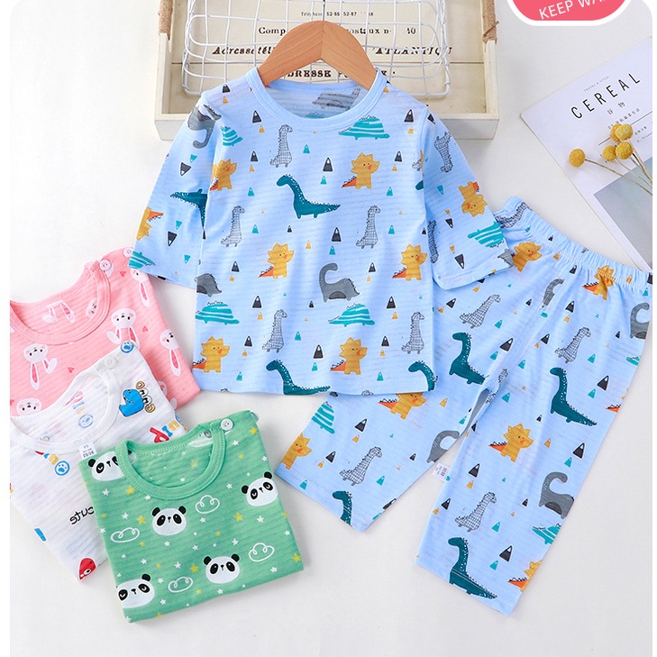 Bộ đồ cho bé trai và bé gái vải cotton sợi tre mềm mại thoáng mát thấm hút mồ hôi tốt [Mặc phòng điều hòa]