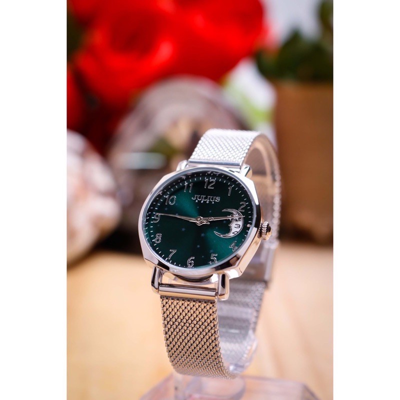 Đồng hồ nữ Julius Hàn Quốc Ja-1146A (Bạc Mặt Xanh)
