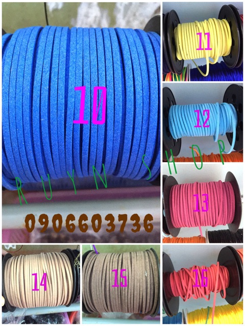 1m dây da lộn thắt vòng/ đan/ nguyên liệu dream catcher size 3mm