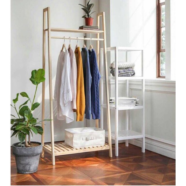 Kệ Treo Quần Áo Hình Thang Hàn Quốc Màu Gỗ - LADDER HANGER NATURAL - ORI NỘI THẤT HÀN QUỐC