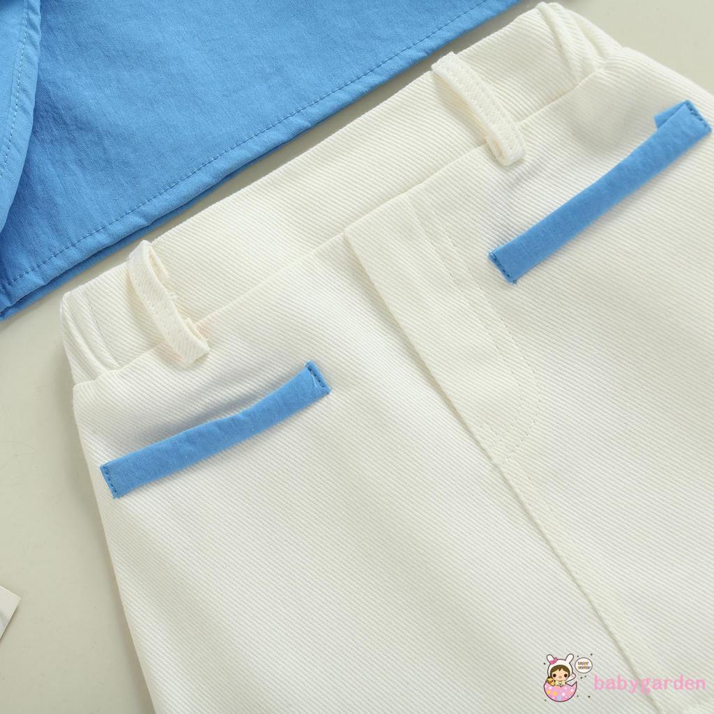 Bộ Áo Thun Tay Ngắn Màu Trơn Phối Chân Váy Chữ A Thời Trang Mùa Hè Dễ Thương Cho Bé Gái 2-7 Tuổi