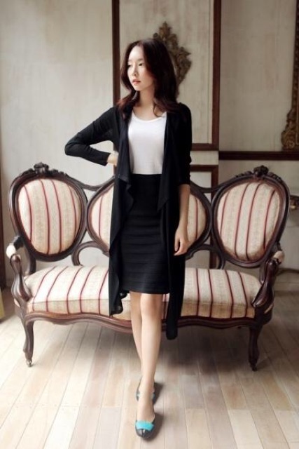 Áo khoát len phom dài