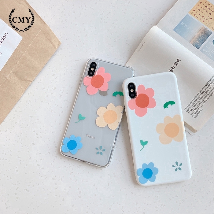 Ốp điện thoại TPU silicon in họa tiết hoa ba màu cho iPhone11/11Pro 11pro Max X XR XS XS MAX 6 7 8 plus SE | BigBuy360 - bigbuy360.vn