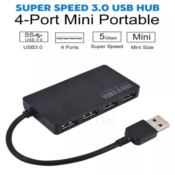 4 Cổng USB 3.0 HUB Siêu Nhanh -Ultra Slim có công tắc -Hub USB 3.0 Bộ Chia USB Siêu Mỏng