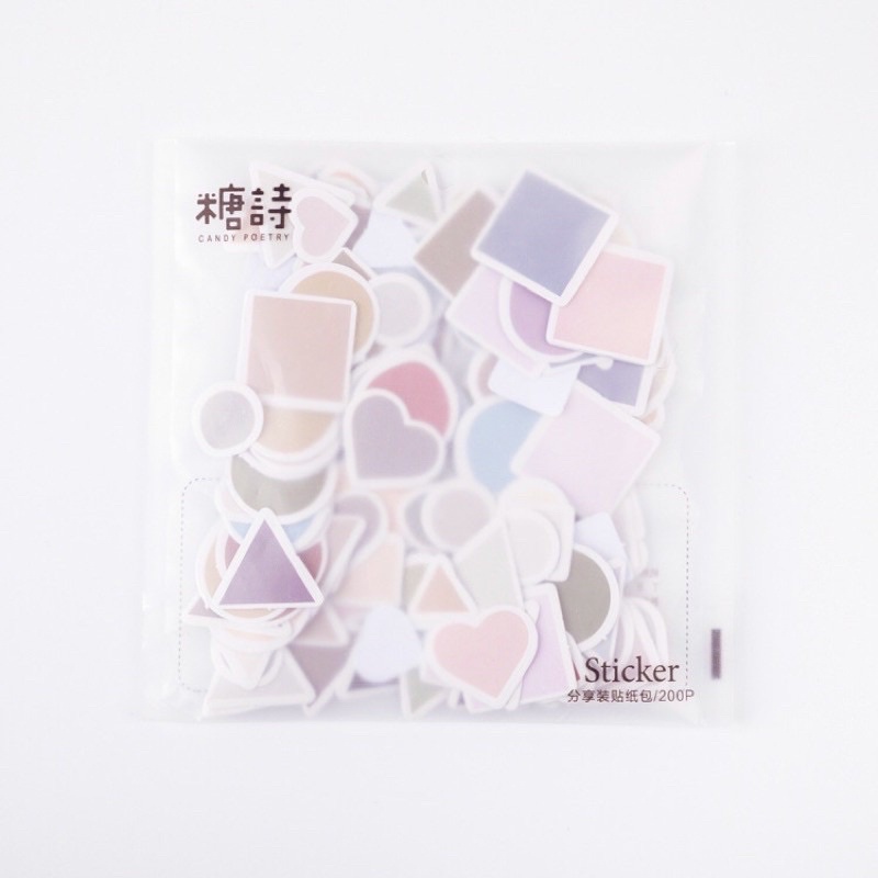 200 hình dán niêm phong màu pastel