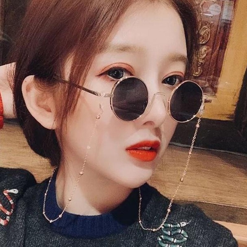Kính Mát Gọng Tròn Bằng Kim Loại Phong Cách Hiphop Thời Trang