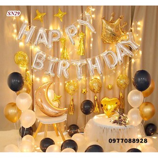 Set Bóng Trang Trí Sinh Nhật Happy Birthday Kèm Số Tuổi Và Đèn LED Nhiều Mẫu