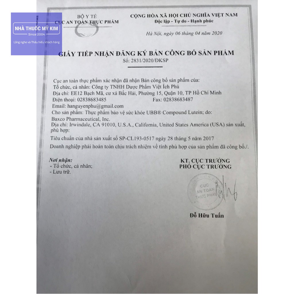 Compound Lutein UBB hỗ trợ bổ mắt, sáng mắt (60 viên/lọ) | BigBuy360 - bigbuy360.vn