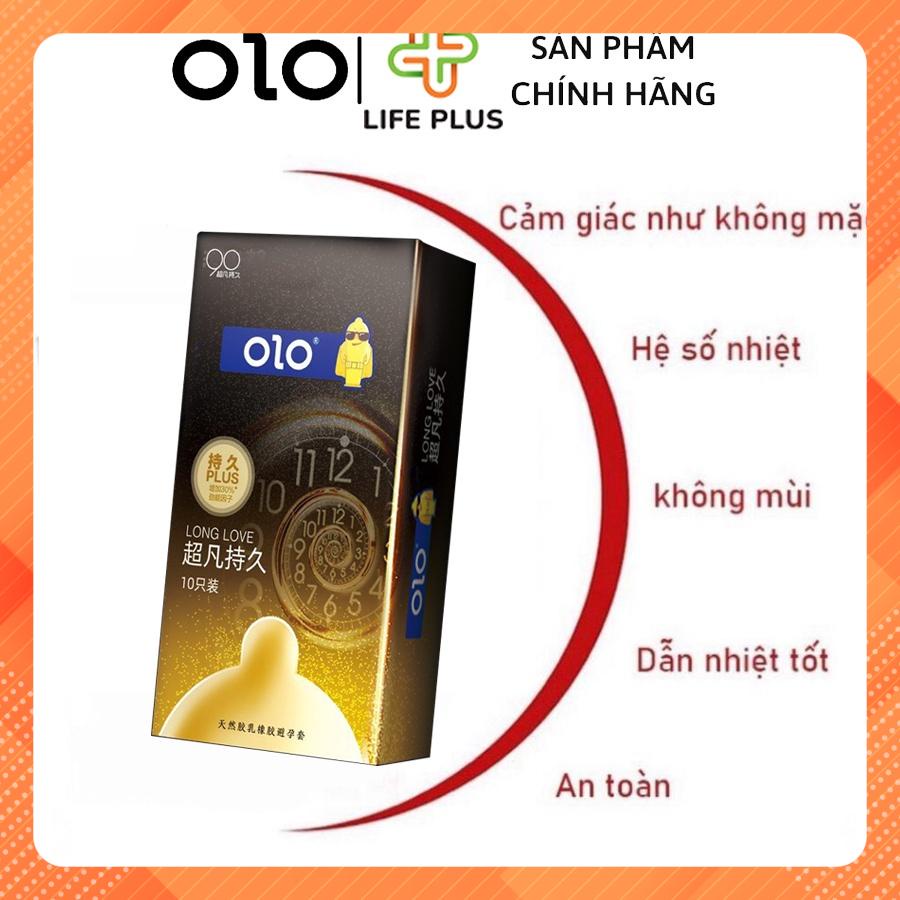 Bao Cao Su Siêu Mỏng OLO Black Gold Tăng Thời Gian QH Nhiều Gel Bôi Trơn Hộp 10 bcs Tặng Bao Cao Su LP01-Life Plus Store