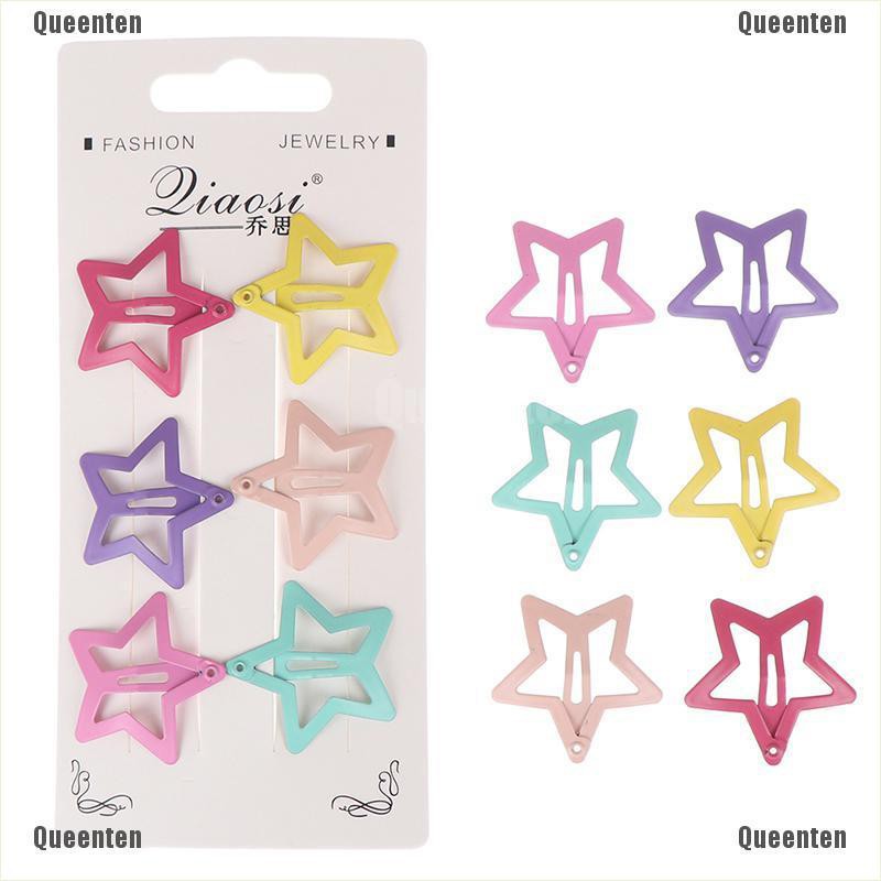 Set 6 kẹp tóc họa tiết ngôi sao bằng kim loại cho bé gái