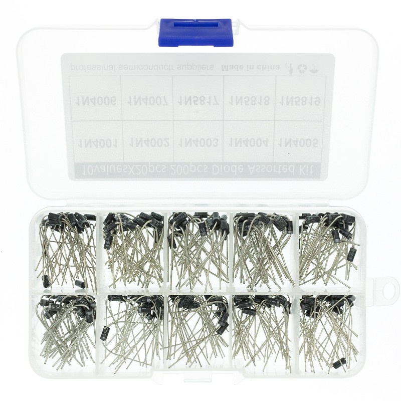 Set 200 Điốt Chỉnh Lưu 10Values x20 1N4001~1N4007 1N5817 1N5818 1N5819 Kèm Hộp Đựng