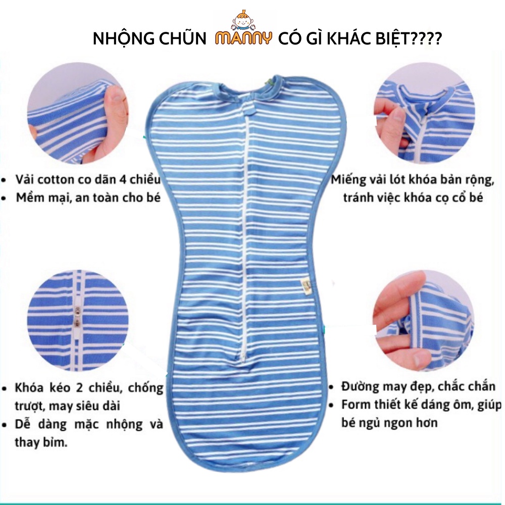 Túi Ngủ | Nhộng Chũn Cho Bé Manny Mềm Mại Giúp Bé Ngủ Ngon Chính Hãng