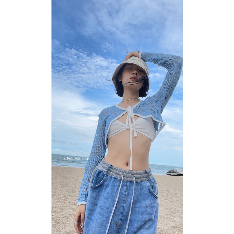 Cocory vn Áo Len Croptop Tay Dài Thiết Kế Quyến Rũ Thời Trang Mùa Hè Mới