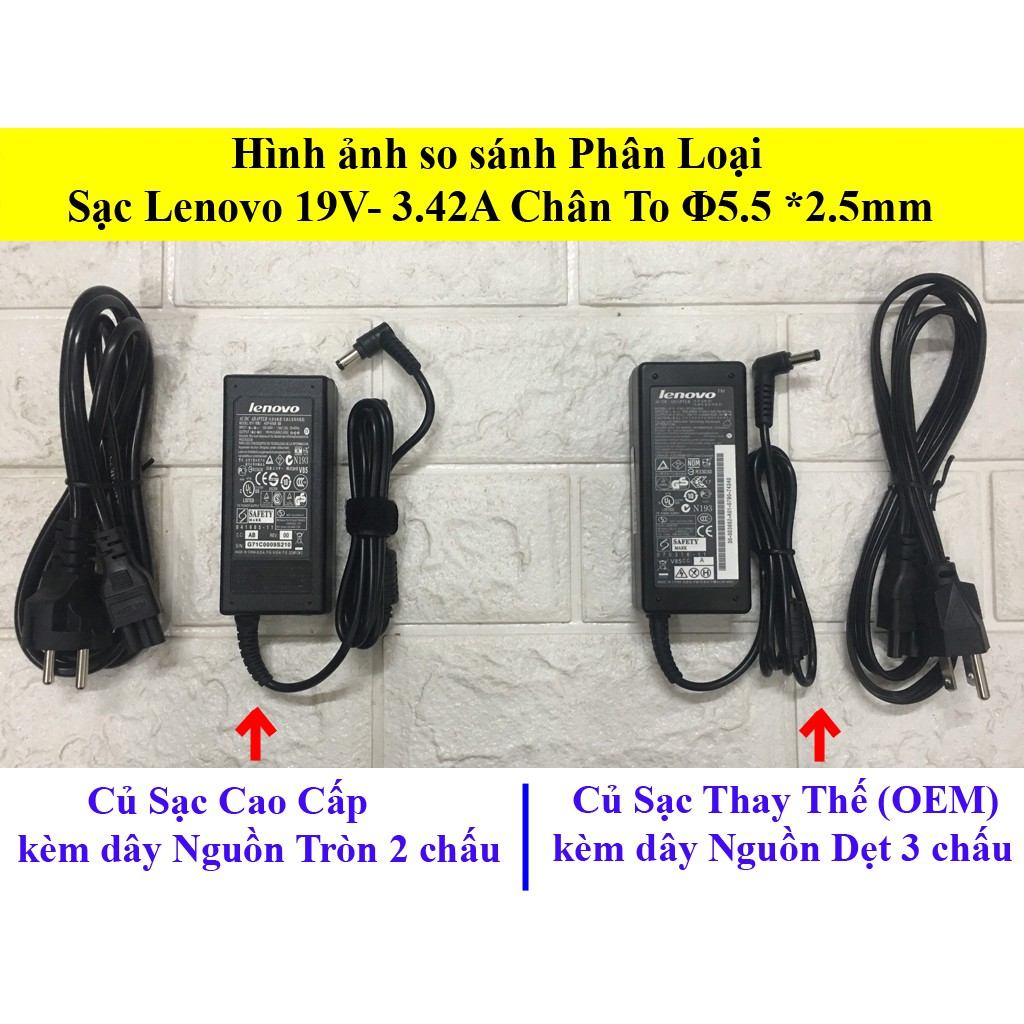 Sạc Laptop Lenovo G470 G480 G460 G450 OUTPUT 19V 3.42A (65W) chân thường kích thước 5.5mm * 2.5mm - Nhập Khẩu