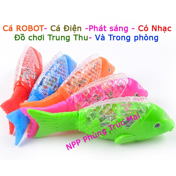 Lồng đèn trung thu cá chép có đèn vẫy đuôi chạy được cá robot cá điện vui tết trung thu truyền thống