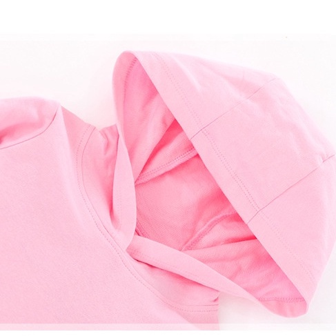 Mã S0869 Áo/váy Hoodie có mũ dáng dài họa tiết thỏ bông màu hồng ngọt ngào của Litlte Maven cho bé gái